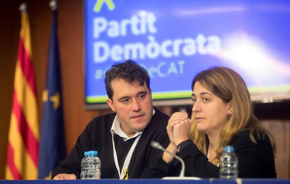 Los coordinadores generales del PDeCat, David Bonvehí y Marta Pascal, este domingo durante el Consejo Nacional del PDeCat.