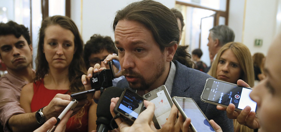 El secretario general de Podemos, Pablo Iglesias, en el Congreso.