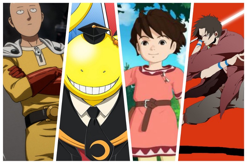 De izquierda a derecha, ‘One Punch Man’, ‘Assassination Classroom’, ‘Ronja’ y ‘Samurai Champloo’.