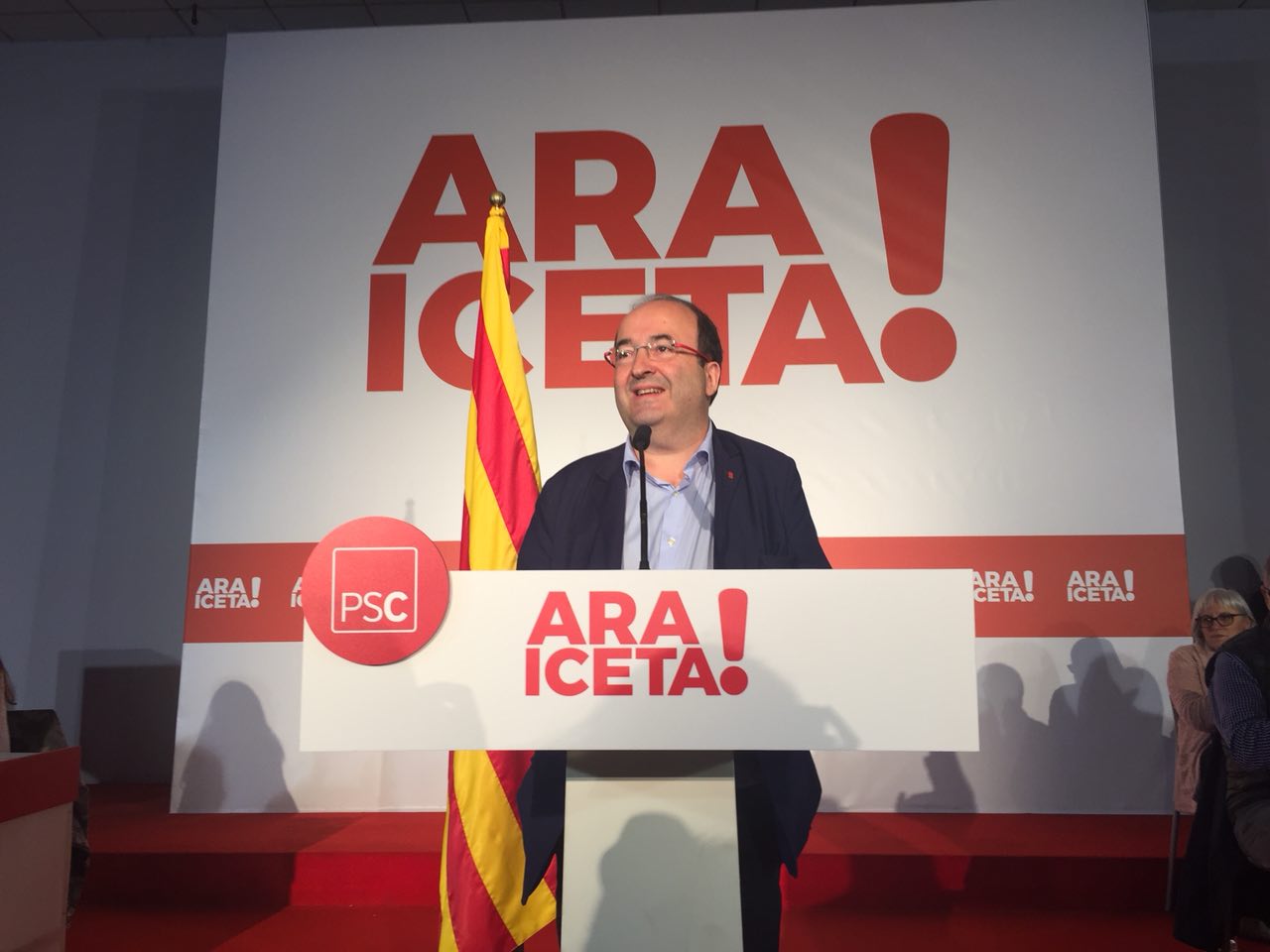 Miquel Iceta durante un acto de precampaña