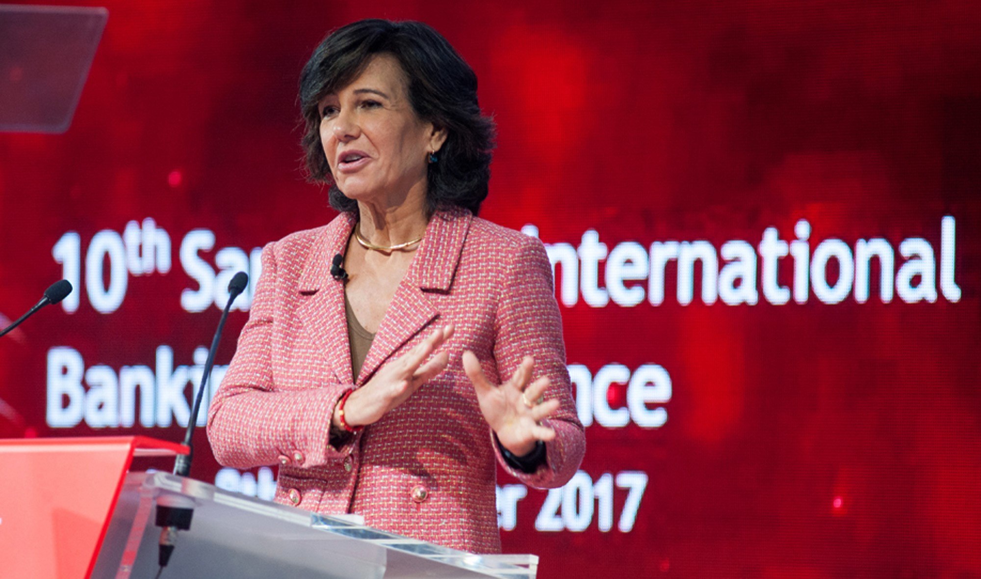  Ana Botín, durante su discurso en la X Conferencia Internacional de Banca celebrada en madrid