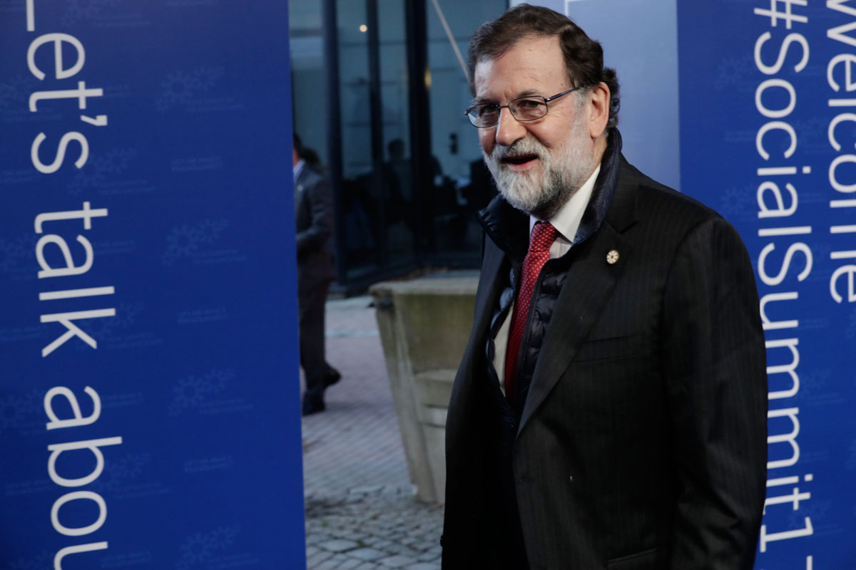 El presidente del Gobierno español, Mariano Rajoy, a su llegada a la Cumbre Social Europea de Gotemburgo, Suecia