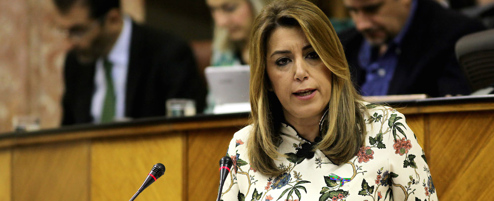 Susana Díaz se dirige a la Cámara durante el Debate del Estado de la Comunidad de esta semana.