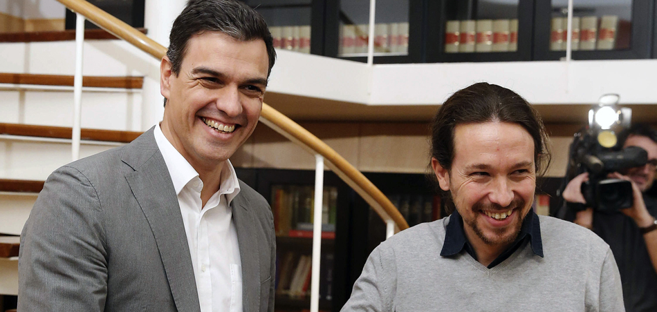Los líderes del PSOE, Pedro Sánchez, y de Podemos, Pablo Iglesias