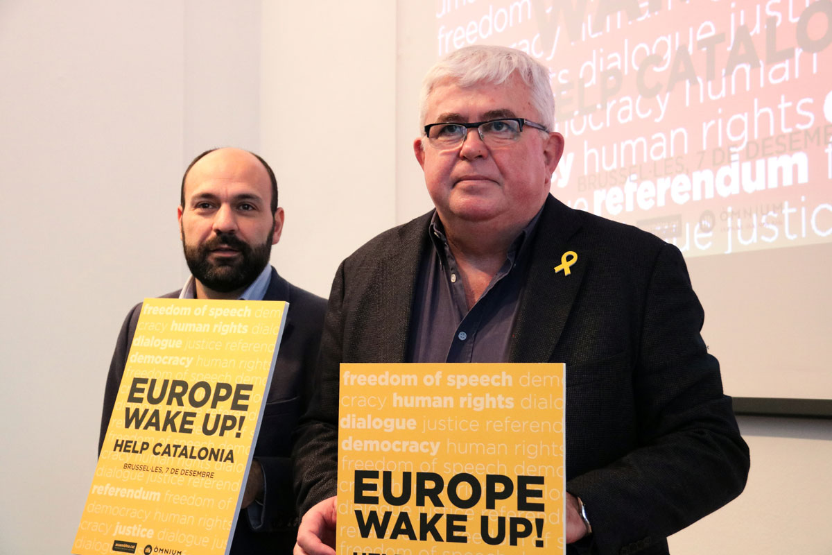 El vicepresidente de Òmnium y de la ANC en al presentación de la manifestación del 7 de diciembre en Bruselas