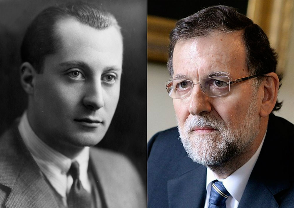 José Antonio Primo de Rivera (izq.) y Mariano Rajoy (der.)