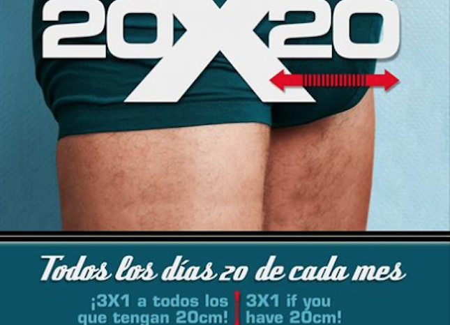 Boyberry premia con dos copas gratis tras una consumición alcohólica a quien su pene le mida 20 cm o más. 