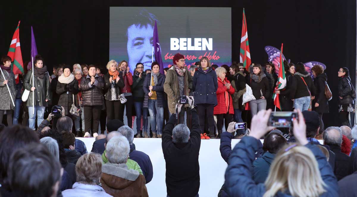 Visto del acto celebrado este domingo en la localidad guipuzcoana de Lazkao de "despedida" de la histórica dirigente de ETA Belén González Peñalva, recientemente fallecida. 