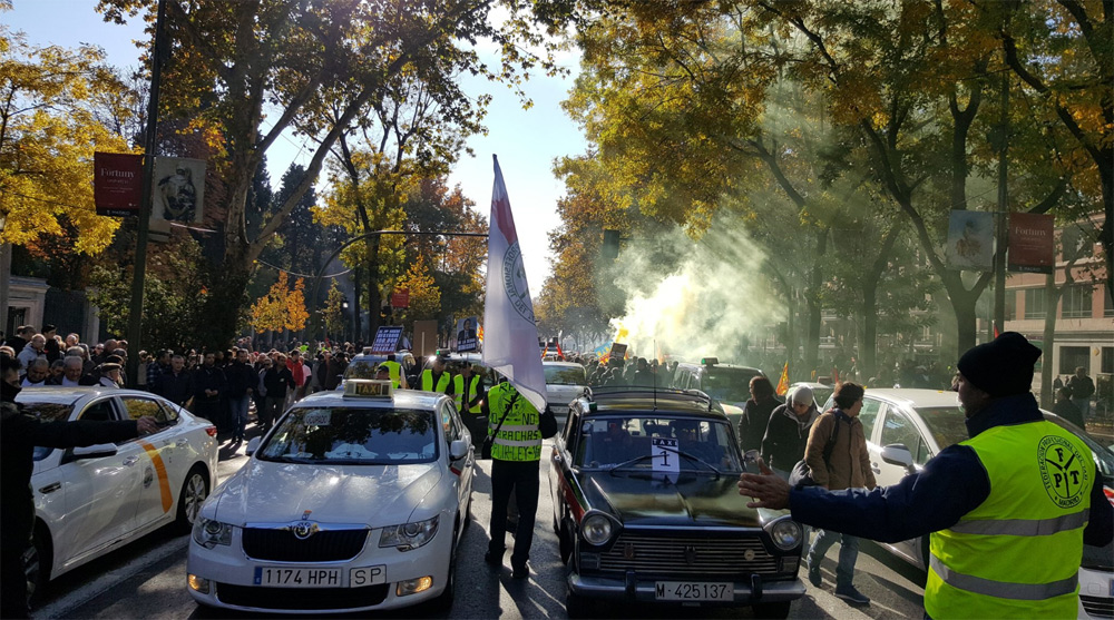 Manifestación de taxistas en Madrid