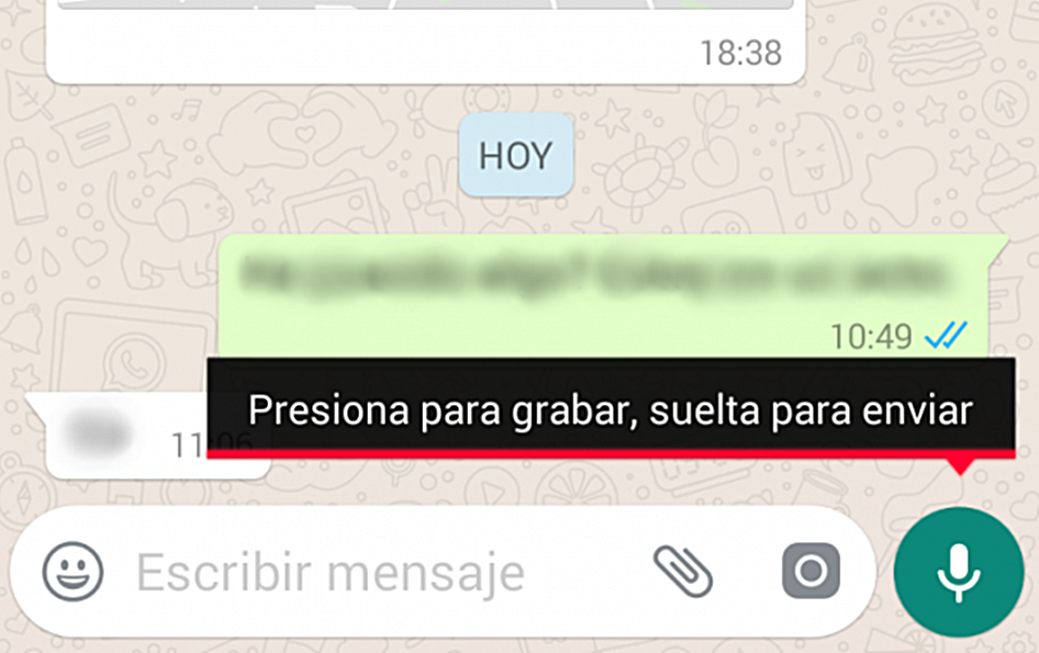 Una vez se implante definitivamente ya no será necesario mantener pulsado el icono del micro para grabar mensajes de voz.