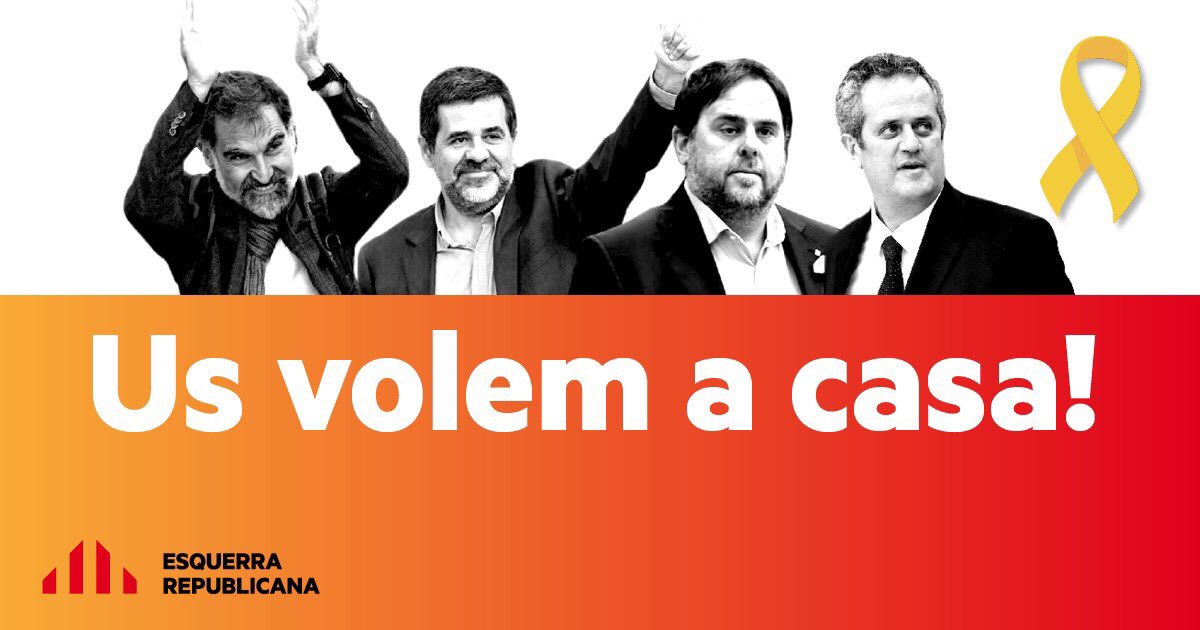 Cartel de ERC pidiendo la libertad de Junqueras, Forn y los 'Jordis'