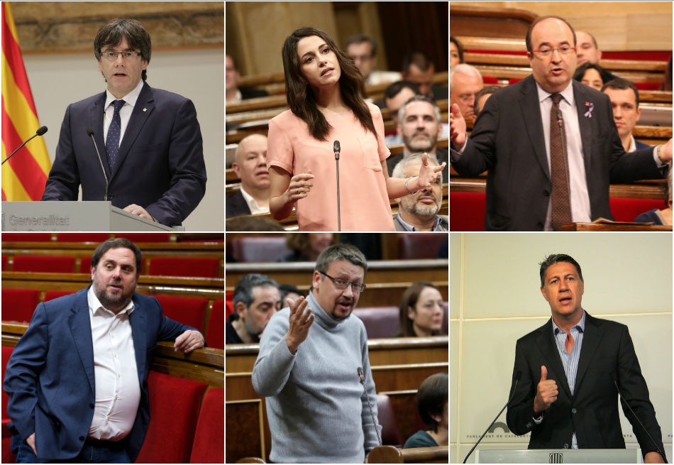 Los candidatos de JuntsxCat, Ciudadanos, PSC, ERC, CatComú-Podem y PP para el 21D
