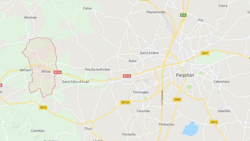 Mapa de Francia, localización Perpiñán.