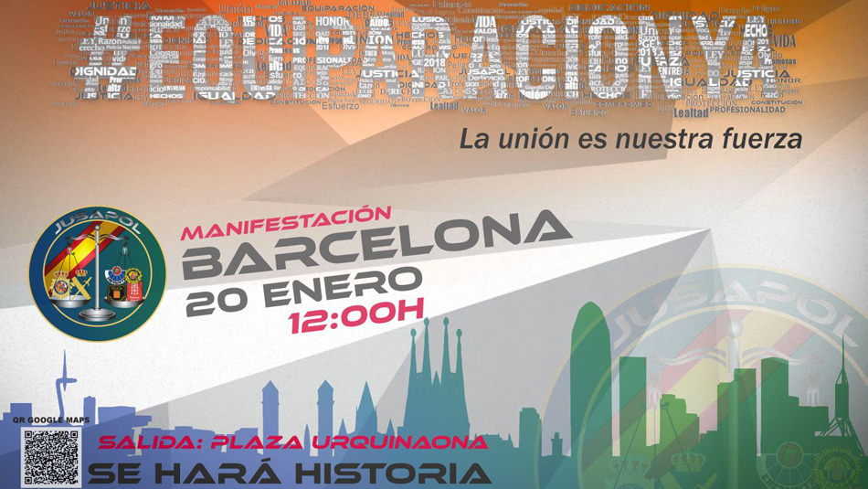 Convocatoria de la manifestación de guardias civiles y policías el 20 de enero en Barcelona. Jusapol