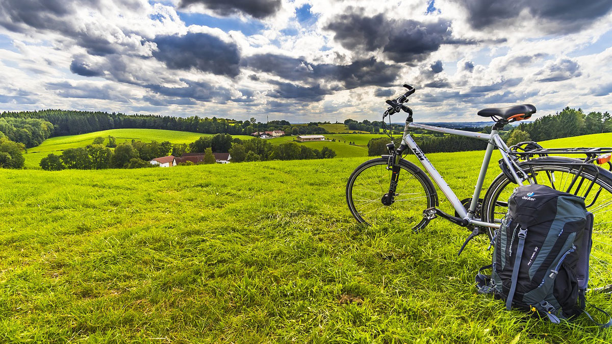 Imagen de una bicicleta en medio del campo.