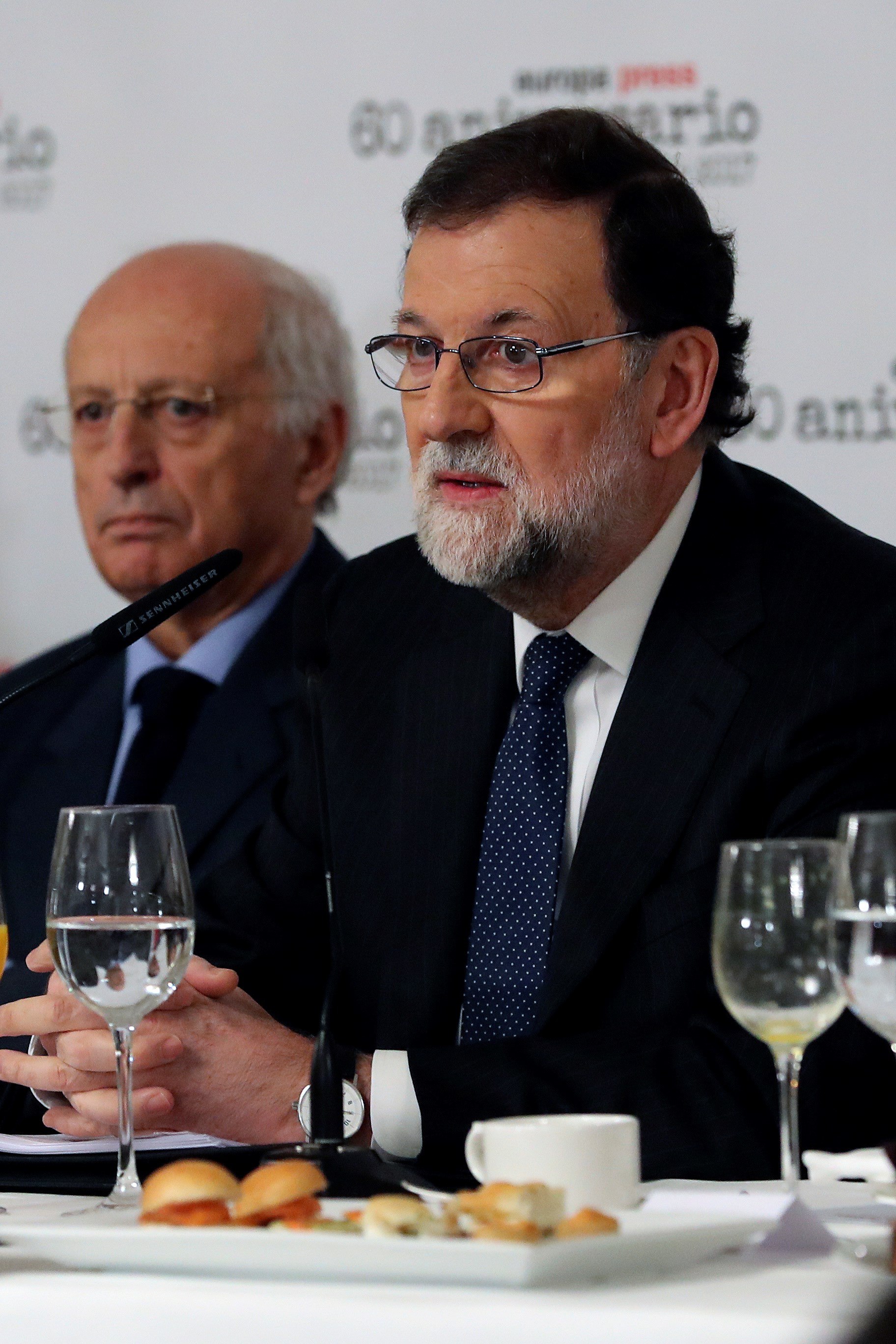 El presidente del Gobierno, Mariano Rajoy, en un desayuno informativo de Europa Press