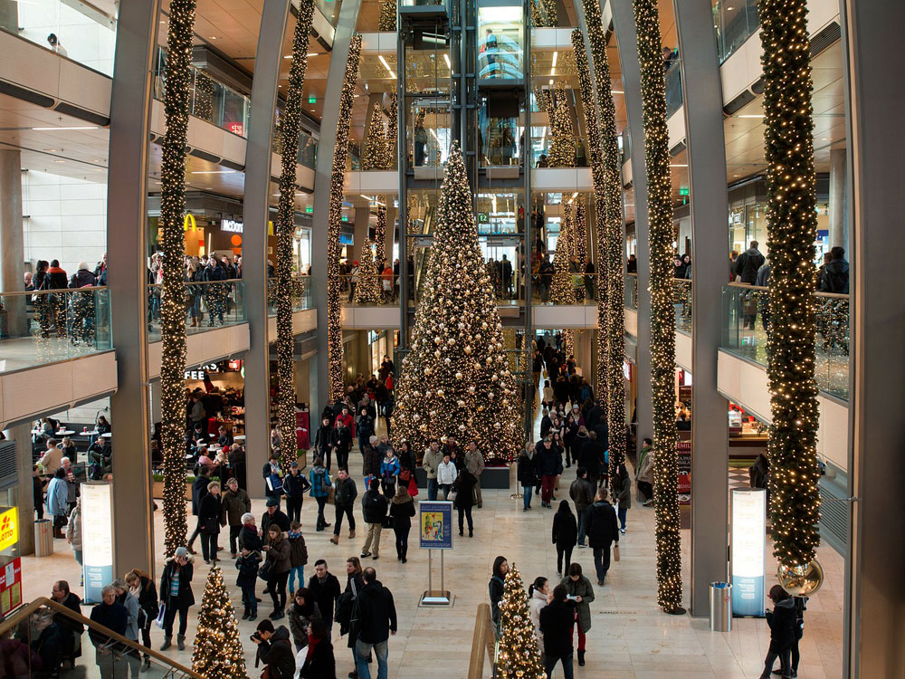 Centro comercial en Navidad