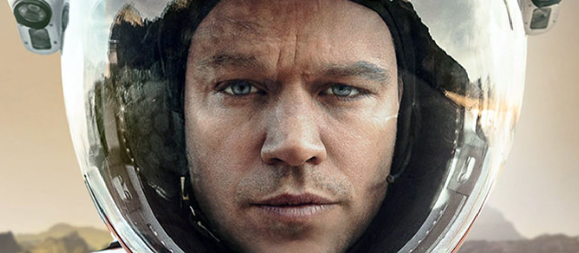 Matt Damon en un cartel promocional de la película Marte