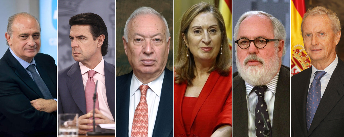 Jorge Fernández Díaz, José Manuel Soria, José Manuel García-Margallo, Ana Pastor, Miguel Arias Cañete y Pedro Morenés.