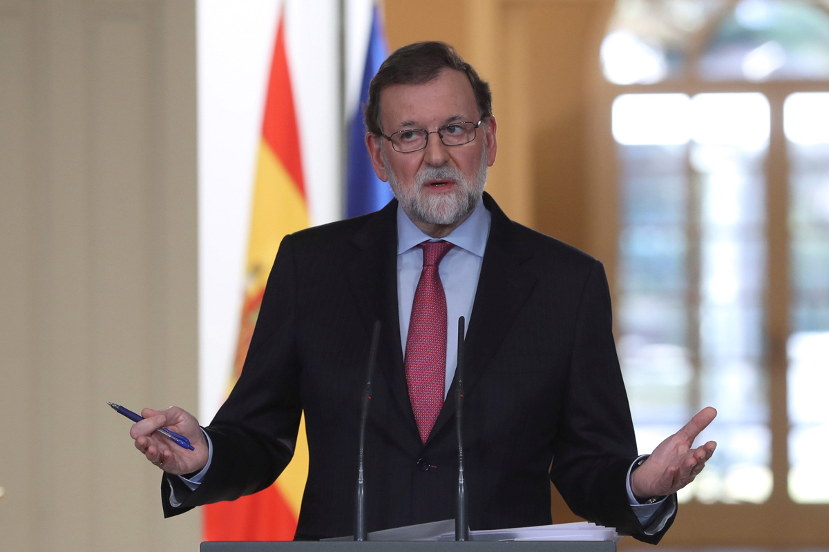 El presidente del Gobierno, Mariano Rajoy, durante la rueda de prensa posterior a una reunión del Consejo de Ministros