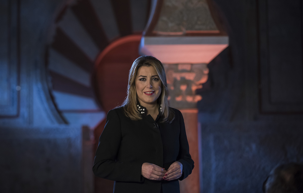 Susana Díaz, durante su alocución de Fin de Año desde la ciudad califal de Medina Azahara.