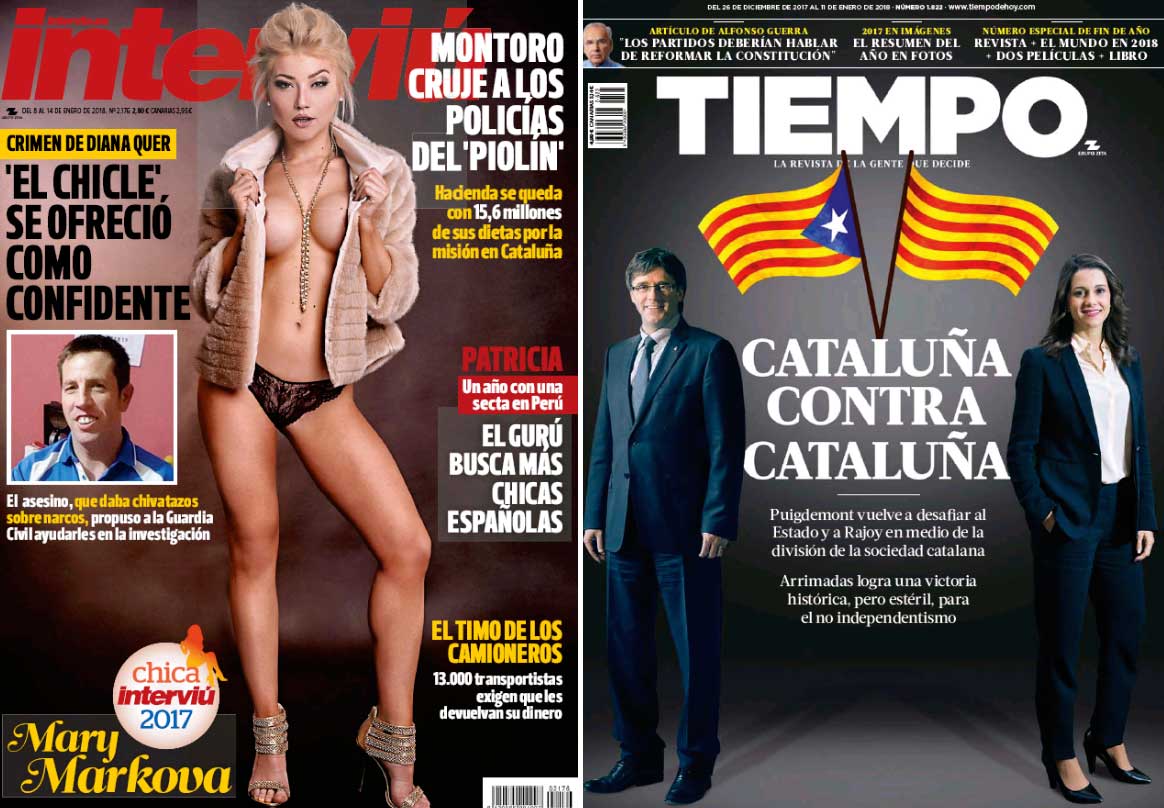 Los dos últimos números de las revistas Interviú y Tiempo