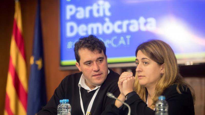 Los coordinadores generales del PDeCat, David Bonvehí y Marta Pascal, este domingo durante el Consejo Nacional del PDeCat.