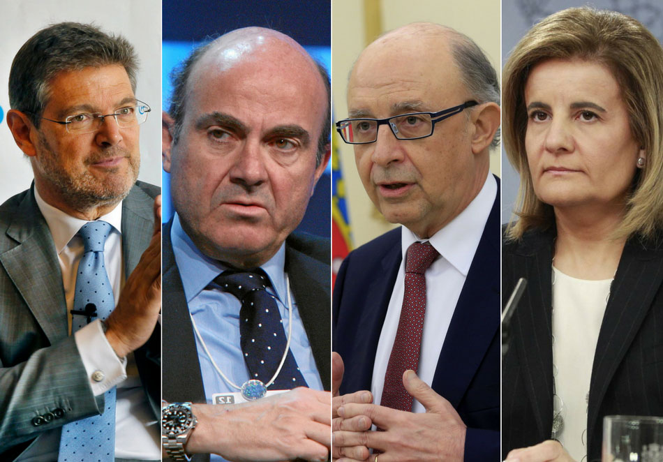 Montaje con fotografías de los ministros Catalá, Guindos, Montoro y Báñez