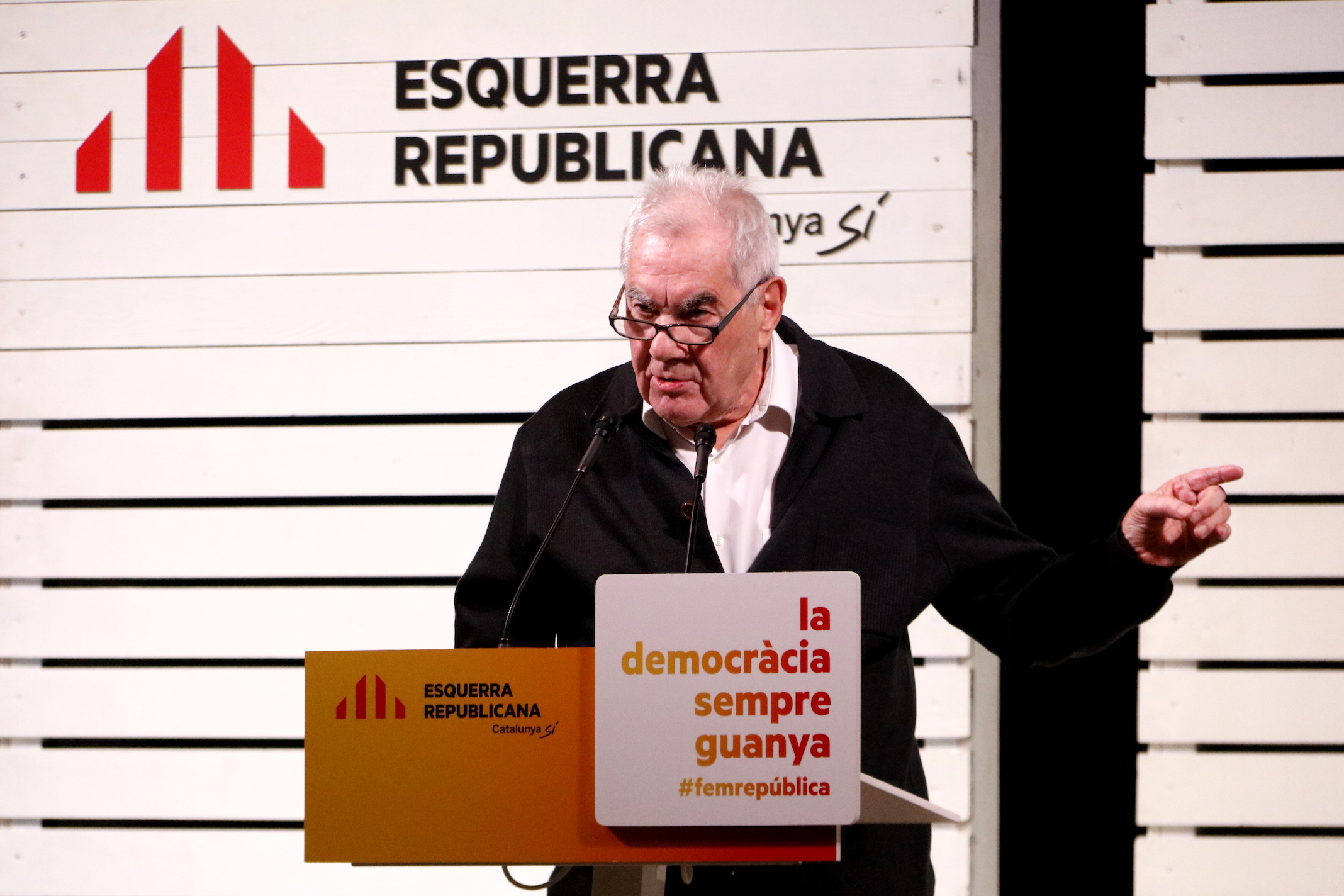 Ernest Maragall durant la campanya electoral del 21D.