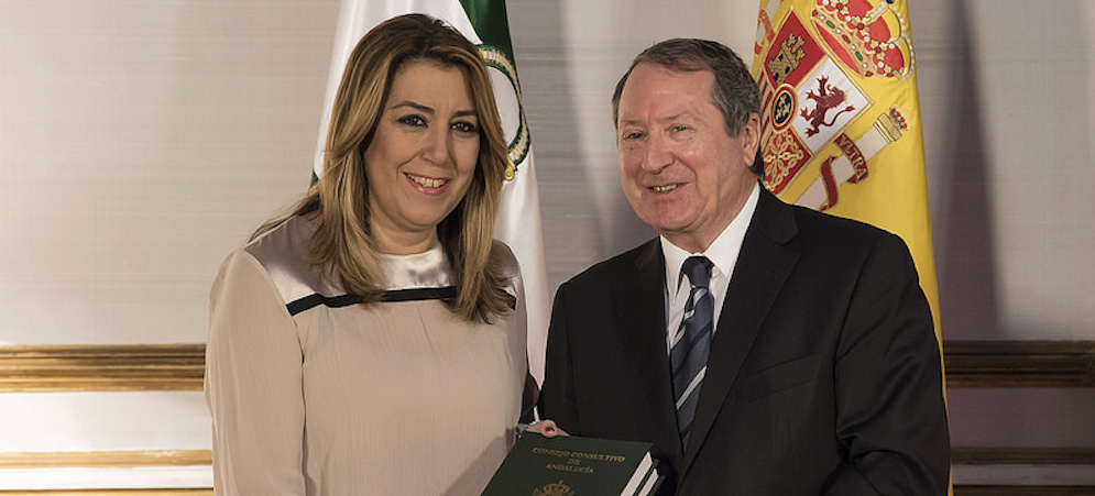 Susana Díaz y el presidente del Consejo Consultivo de Andalucía, Juan Cano Bueso.
