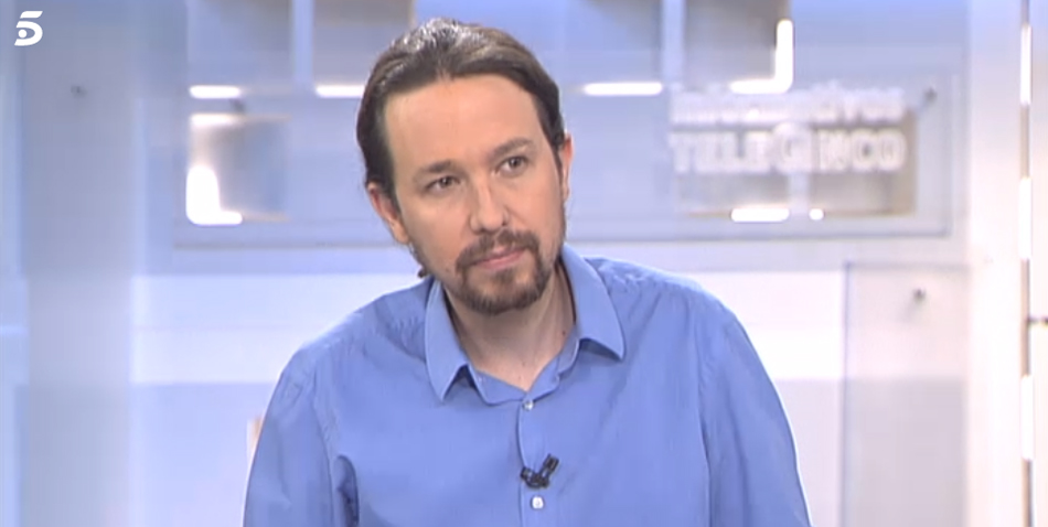 El líder de Podemos, Pablo Iglesias, en Informativos Telecinco