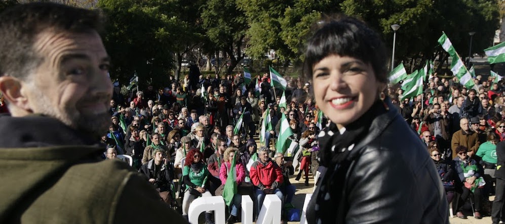 Antonio Maíllo y Teresa Rodríguez en un acto electoral.