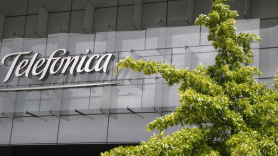 Fachada de la sede corporativa de Telefónica, en Madrid