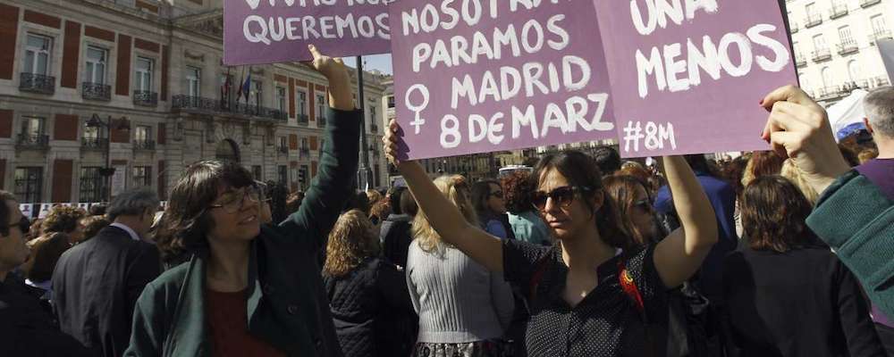 Manifestación en Madrid contra la violencia machista con motivo del Día Internacional de la Mujer.