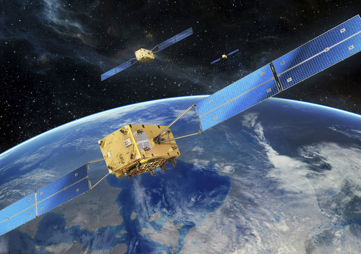 Fotografía facilitada por la Agencia Espacial Europea (ESA) del sistema de navegación por satélite Galileo.