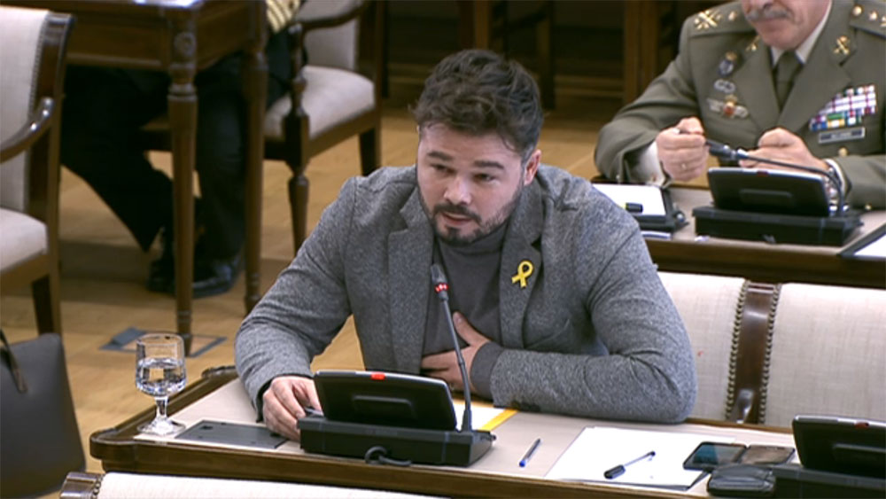 El diputado de ERC, Gabriel Rufián, en la Comisión de Defensa.