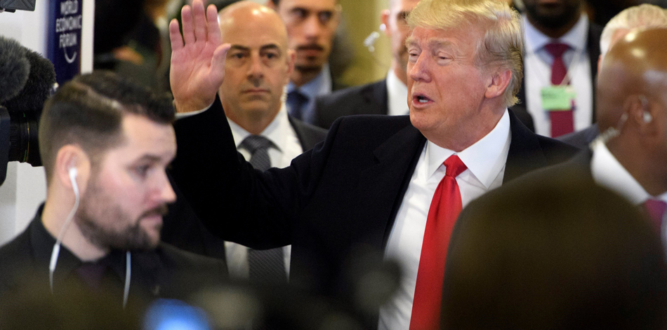 Donald J. Trump, en el Centro de Congresos durante la última jornada de celebración del 48º Foro Económico Mundial de Davos