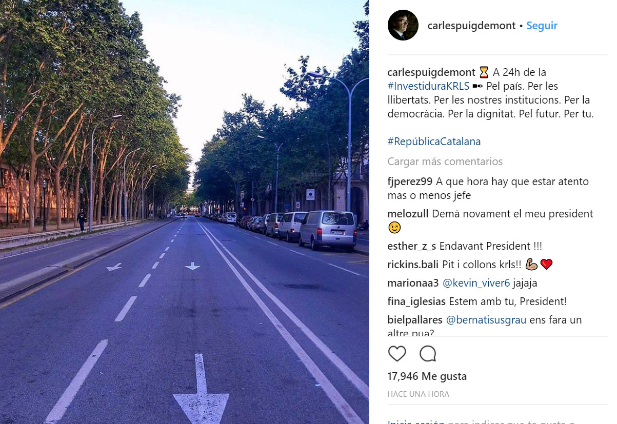Instagram Puigdemont calle del Parlament