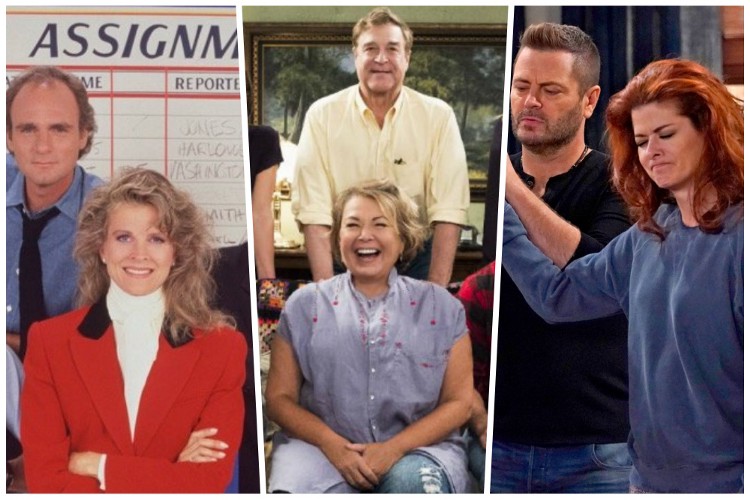 De izquierda a derecha, ‘Murphy Brown’ y los regresos de ‘Roseanne’ y ‘Will & Grace’.