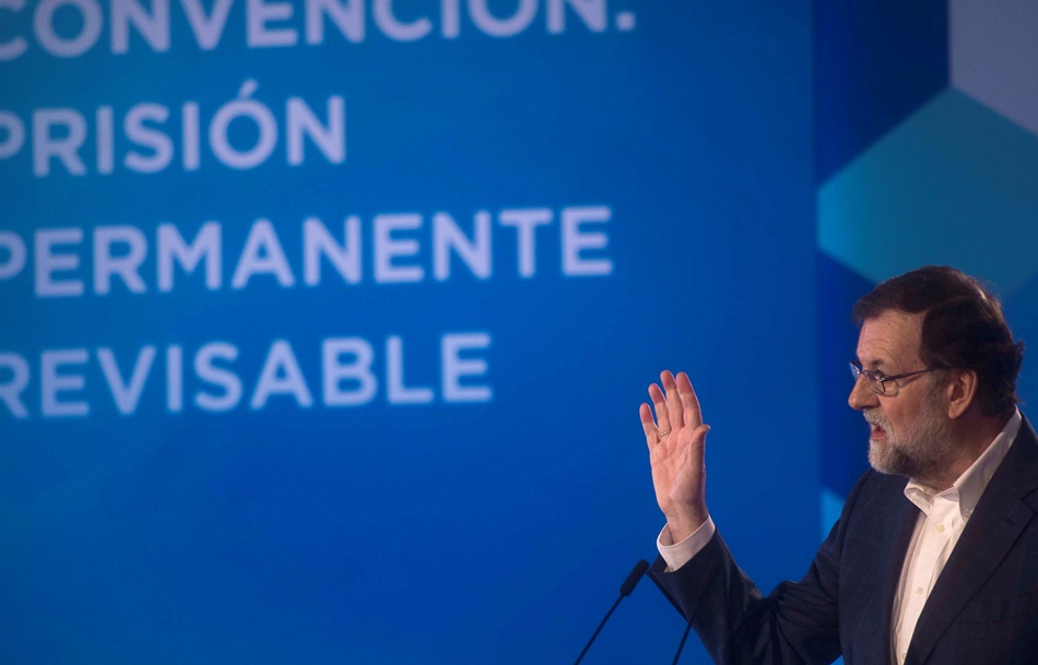 Mariano Rajoy, este domingo en Córdoba en la convención del PP sobre la prisión permanente revisable.