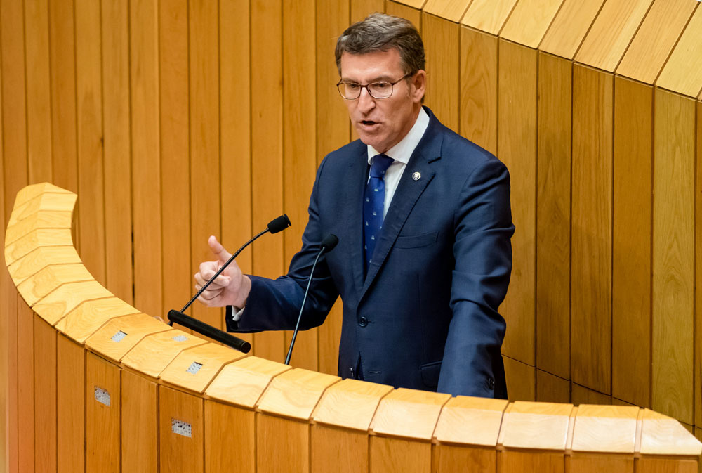 El presidente de la Xunta de Galicia, Alberto Núñez Feijoo en el Parlamento gallego