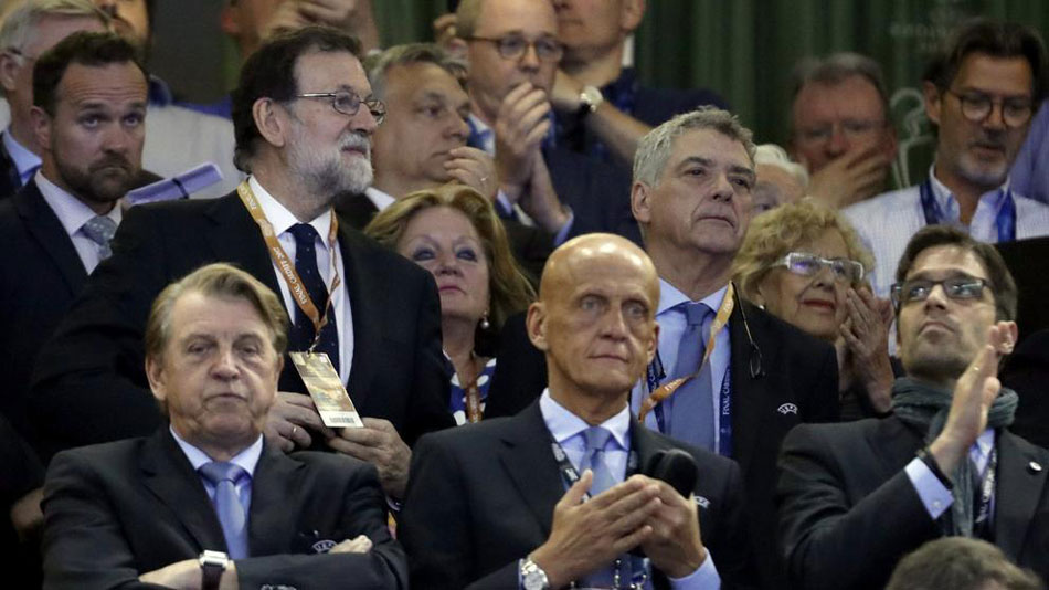 El presidente del Gobierno, Mariano Rajoy y otras personalidades en la final de la Champions