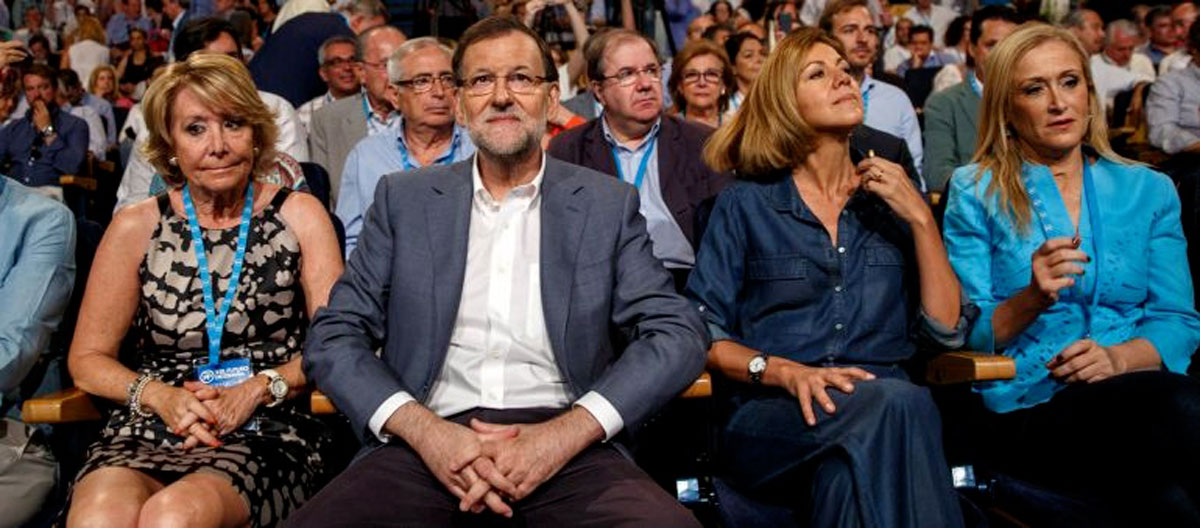 Mariano Rajoy junto a Esperaza Aguirre, Cristina Cifuentes y María Dolores de Cospedal.