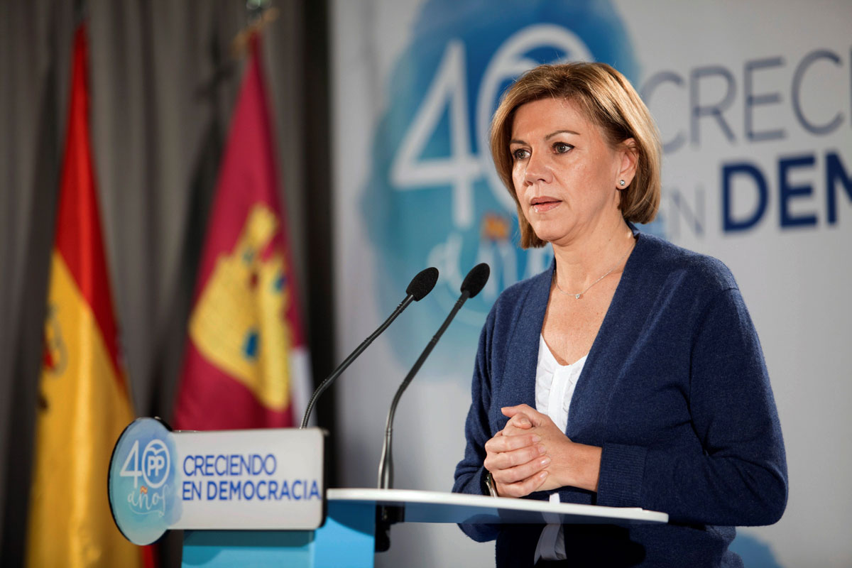 La presidenta del PP de Castilla-La Mancha y ministra de Defensa, María Dolores de Cospedal.