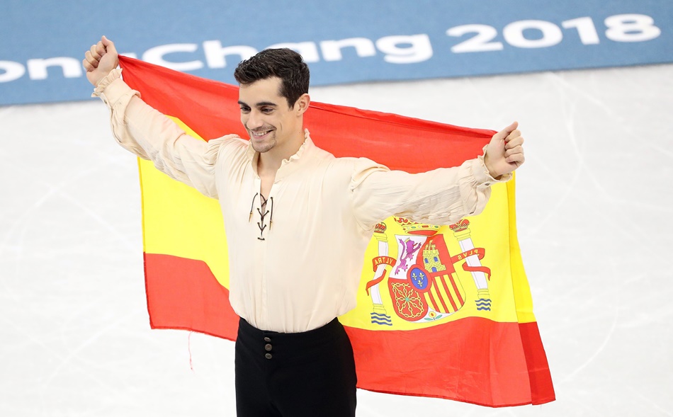 Javier Fernández, esta madrugada en Corea del Sur tras lograr la medalla de bronce en patinaje artístico. 