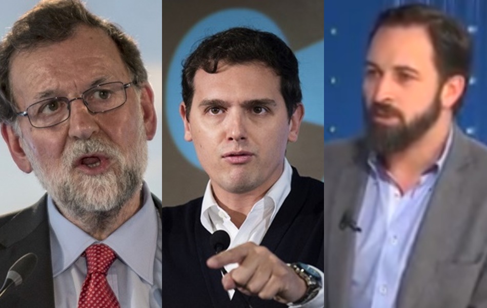Mariano Rajoy, Albert Rivera y Santiago Abascal. 