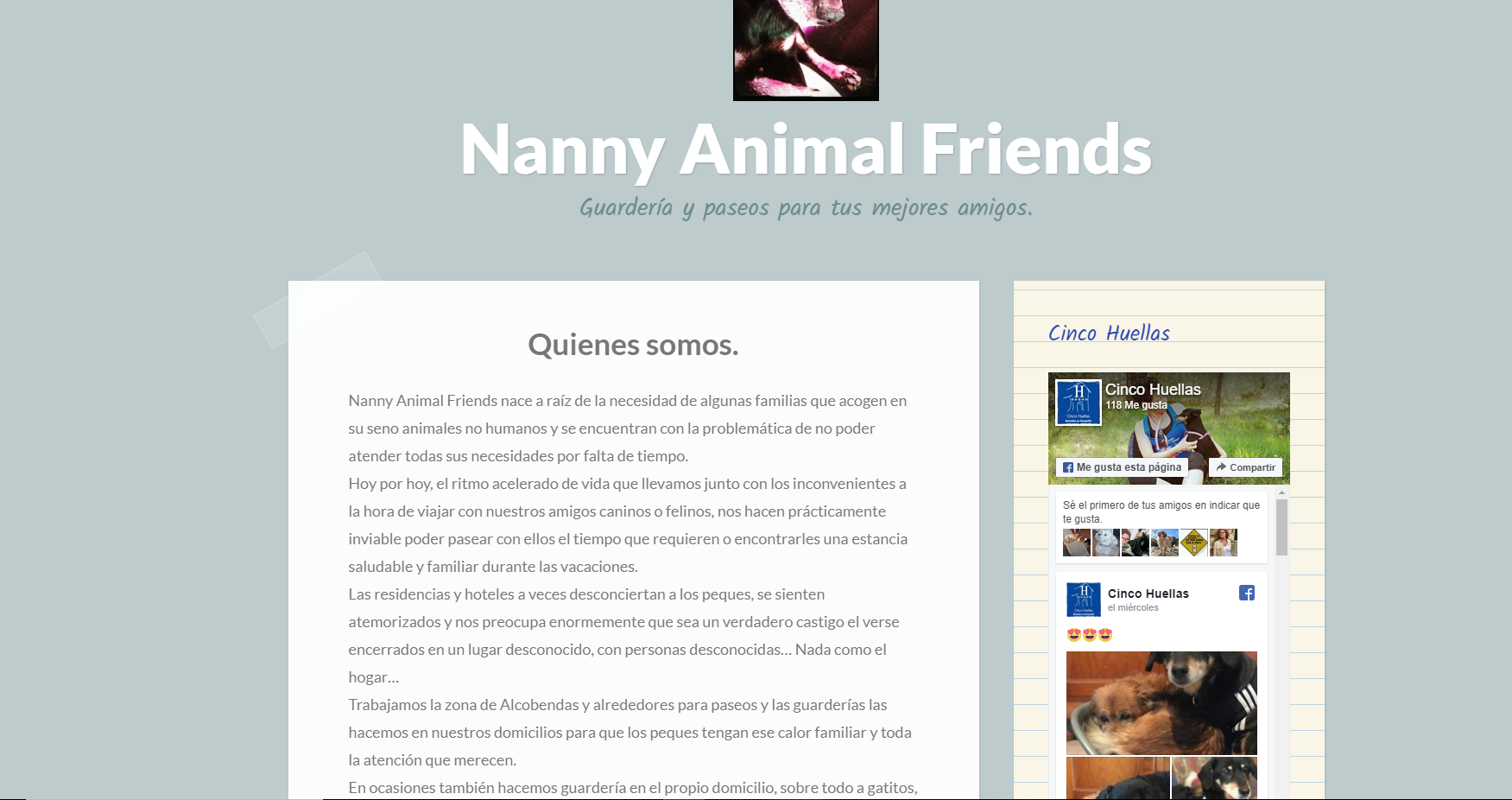 Captura de la página Nanny Animal Friends