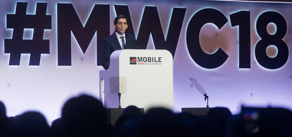 El presidente de Telefónica, José María Álvarez-Pallete, en la inauguración del Congreso Mundial de Móviles