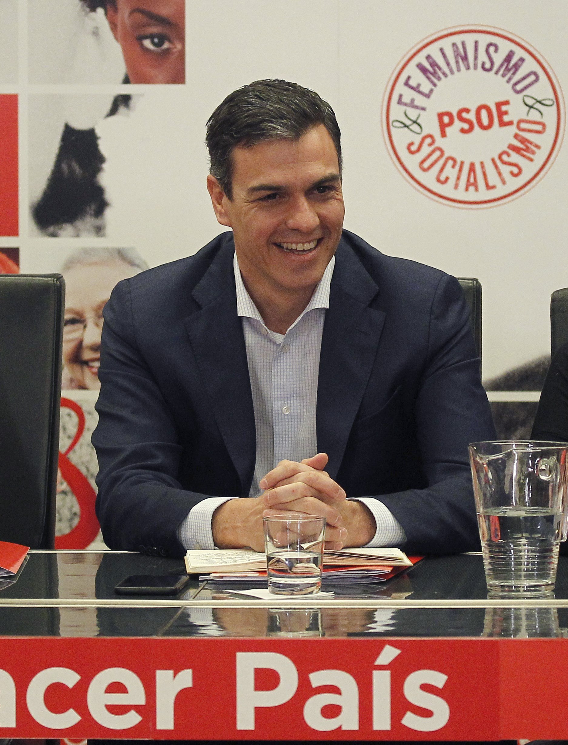 El Secretario General del PSOE, Pedro Sánchez, en la reunión de su Ejecutiva esta mañana