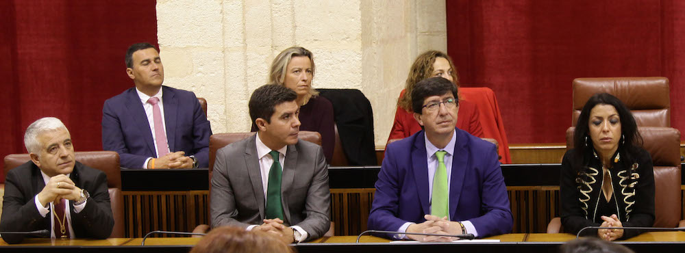 Parlamentarios de Ciudadanos en sus escaños de la Cámara autonómica.